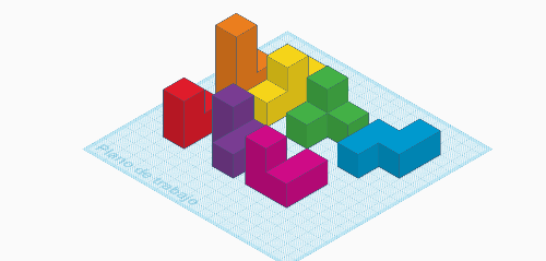 Figuras del Cubo Soma modeladas en Tinkercad