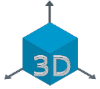 Imagen de un cubo con ejes coordenados y la palabra 3D modelado en Tinkercad