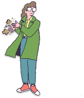 Personaje sacudiendo las manos