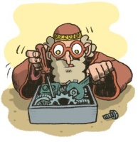 Personaje con engranajes