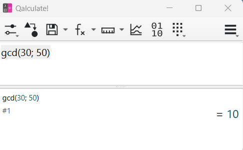 Captura de pantalla del cálculo del mcd con calculadora Captura de pantalla del cálculo del mcd con calculadora