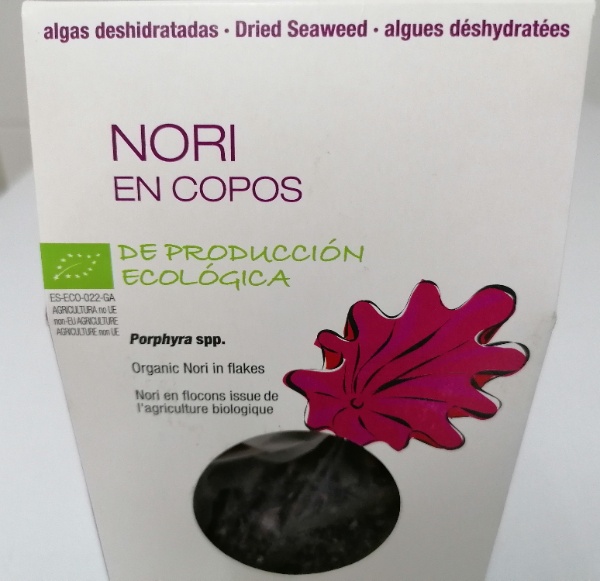 Paquete de Nori en copos. Anverso.