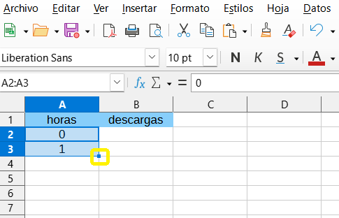 Datos en la hoja de cálculo -1