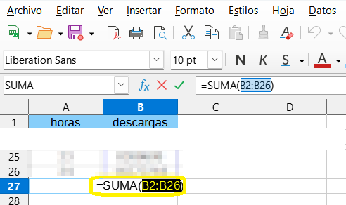 Datos en la hoja de cálculo -5