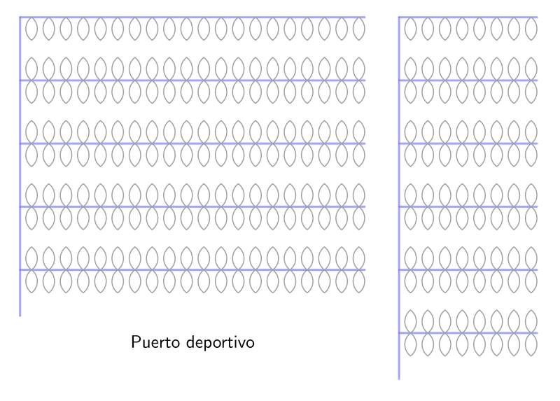 Simulación de barcos amarrados en un puerto