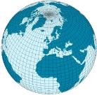 Globo terráqueo con meridianos y paralelos