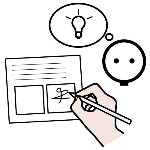 Pictograma que muestra la redacción de un testamento