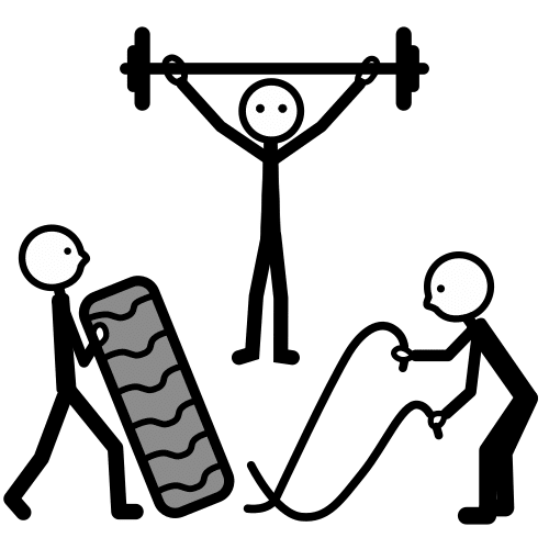 Pictograma que muestra gente haciendo crossfit