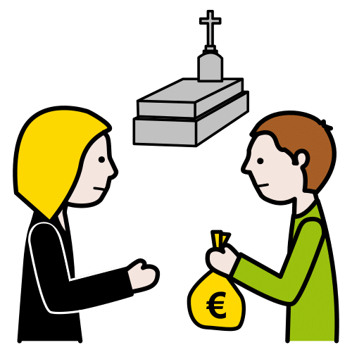 Pictograma que muestra alguien heredando