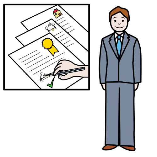 Pictograma que muestra un notario