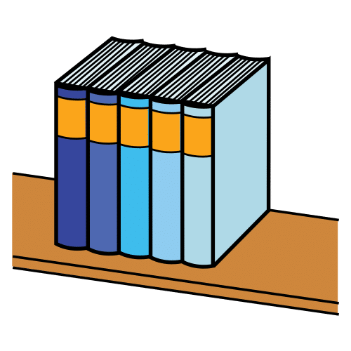 Pictograma que muestra libros ordenados