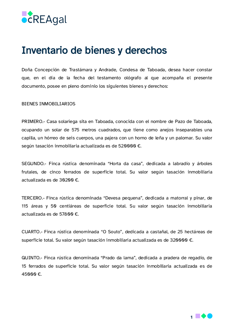 La imagen muestra la portada de bienes