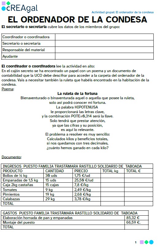 La imagen muestra la portada del documento ordenador de la condesa