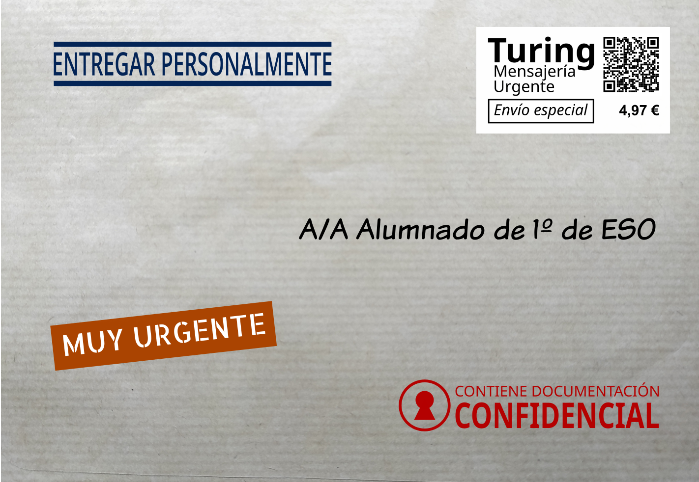 Carta La imagen muestra una carta urgente