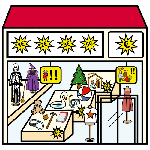 El pictograma muestra una tienda bazar