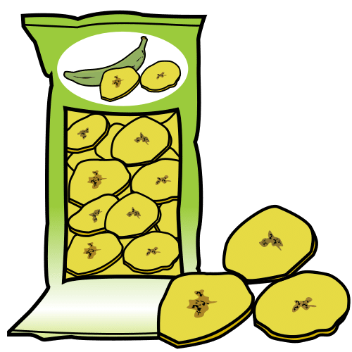 El pictograma muestra una bolsa de chifles