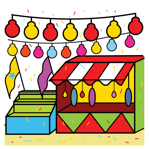 El pictograma muestra una caseta de feria