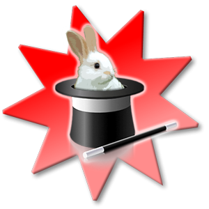 La imagen muestra un ,conejo saliendo de un sombrero