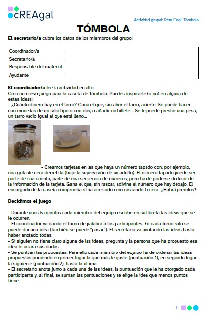 ficha tombola la imagen muestra la portada de la ficha tómbola