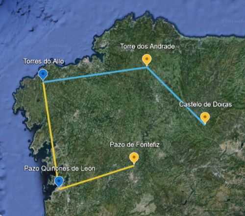 Captura de google Earth con los puntos marcados