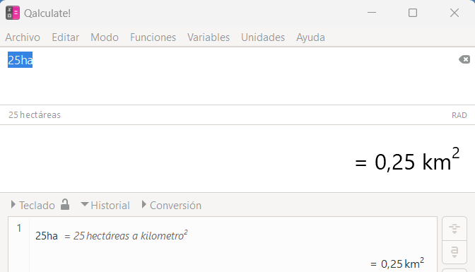 Ejemplo de conversión de la calculadora Qalculate! Ejmplo de conversión de la calculadora Qalculate!