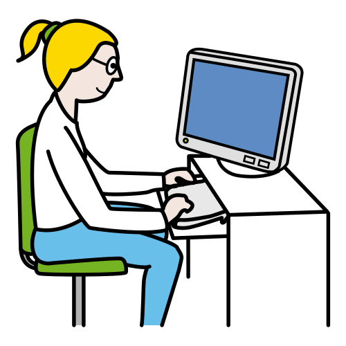 Persona sentada frente a una pantalla de ordenador Persona sentada frente a una pantalla de ordenador