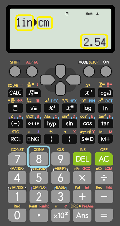 Calculadora con menú de conversión de unidades Calculadora con menú de conversión de unidades