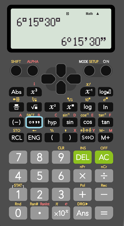 Calculadora con tecla del sistema sexagesimal