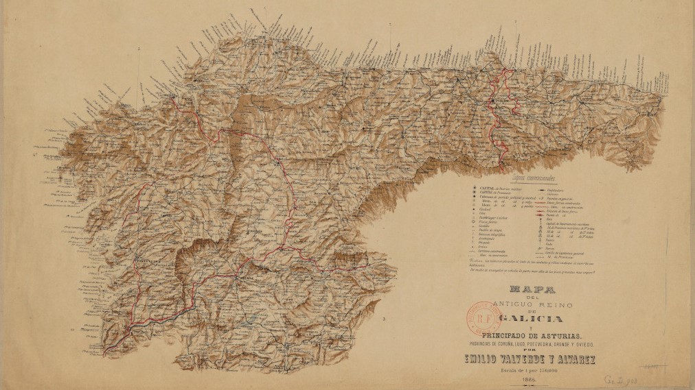 Mapa de Galicia y Asturias del siglo XIX
