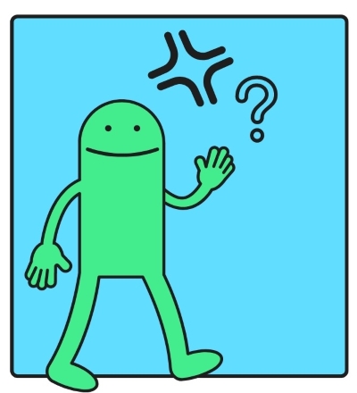 Imagen no relevante para la comprensión del texto. Monigote de color verde con un cruce de caminos y un interrogante que nos va a servir para identificar cuando estemos trabajando en el paso 1 del reto