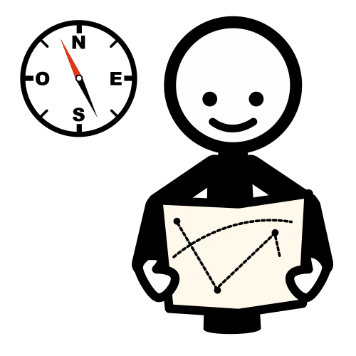 Imagen no relevante para la comprensión del texto. Aparece un pictograma de una persona con un mapa y un reloj al fondo