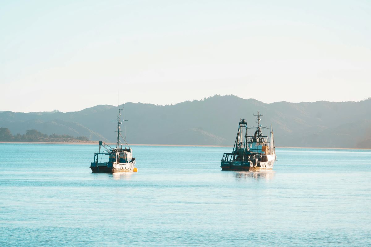 Imagen no relevante para la comprensión del texto. Dos barcos que salen de pesca