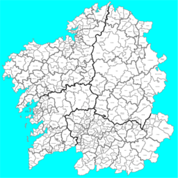 Mapa de Galicia cos nomes dos concellos