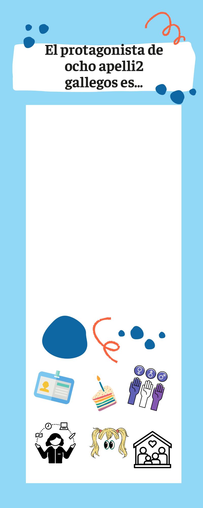 Imagen del modelo de poster a crear con los elementos que hay que incluir. Espacio en blanco