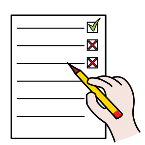 Imagen no relevante para la comprensión del texto. Ilustracción que simula ser una lista en la que hay marcadas dos cruces y un ok