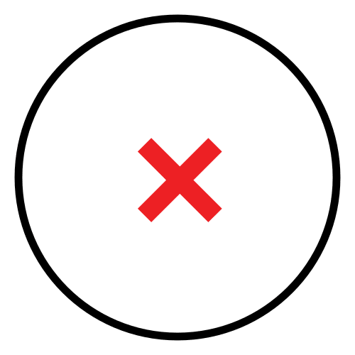 Imagen no relevante para la comprensión del texto. Circunferencia que en el centro tiene una X roja