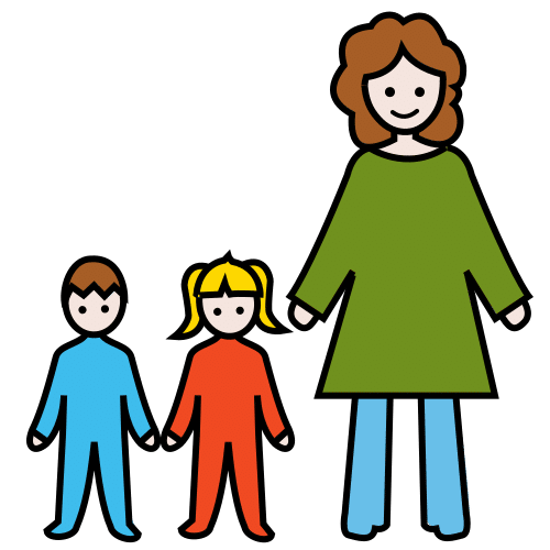 Hogares gallegos Imagen no relevante para la comprensión del texto. Ilustración de un niño, una niña y una mujer adulta