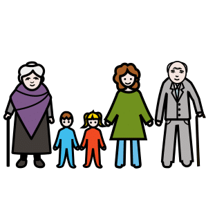 Imagen no relevante para la comprensión del texto. Aparece de izquierda a derecha, una mujer anciana, un niño pequeño, una niña pequeña, una mujer adulta y un hombre anciano