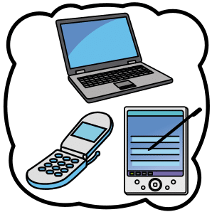 Imagen no relevante para la comprensión del texto. Varios dispositivos en una nube: un ordenador, un móvil y una tablet