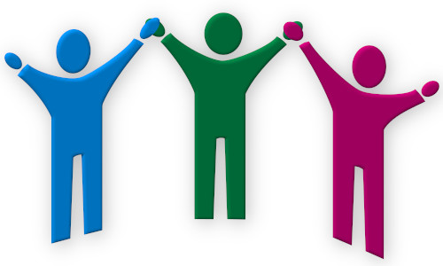 Ilustración que representa o traballo en equipo