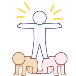 Debuxo no que aparecen uns avatares facendo acrosport