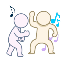 Debuxo que mostra a dous avatares bailando