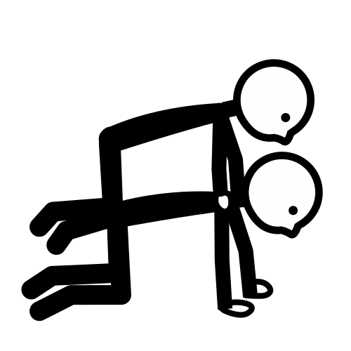 Pictograma que representa un apoio seguro en acrospor realizado entre dous personaxes