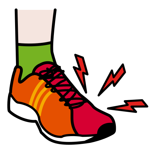 Apretar la zapatilla Pictograma que representa apretar unha zapatilla