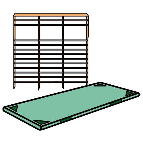 Colchoneta Pictograma que representa unhas colchonetas e unhas espaldeiras