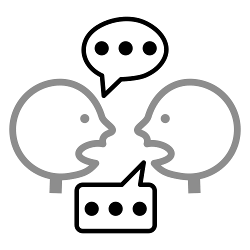 Comunicación Pictograma que representa a comunicación entre duas persoas.