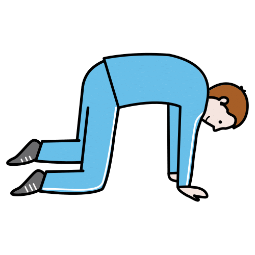 Pictograma que representa unha persoa en posición de cuadrupedia