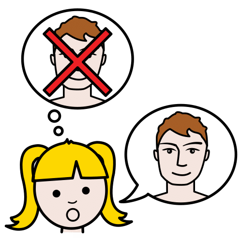 Pictograma que representa unha cousa que é mentira