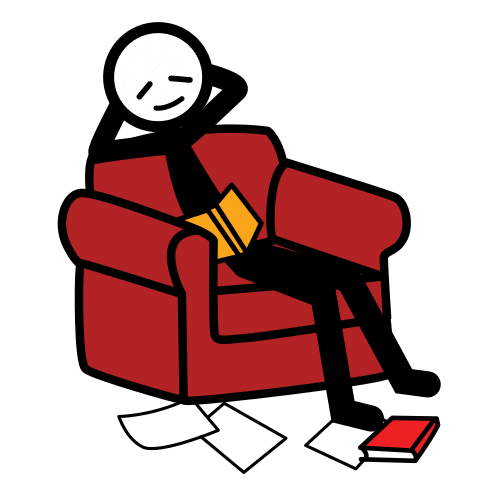 Pictograma que representa unha persoa sentada nun sofá