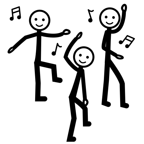Pictograma que representa a uns bonecos bailando a un ritmo